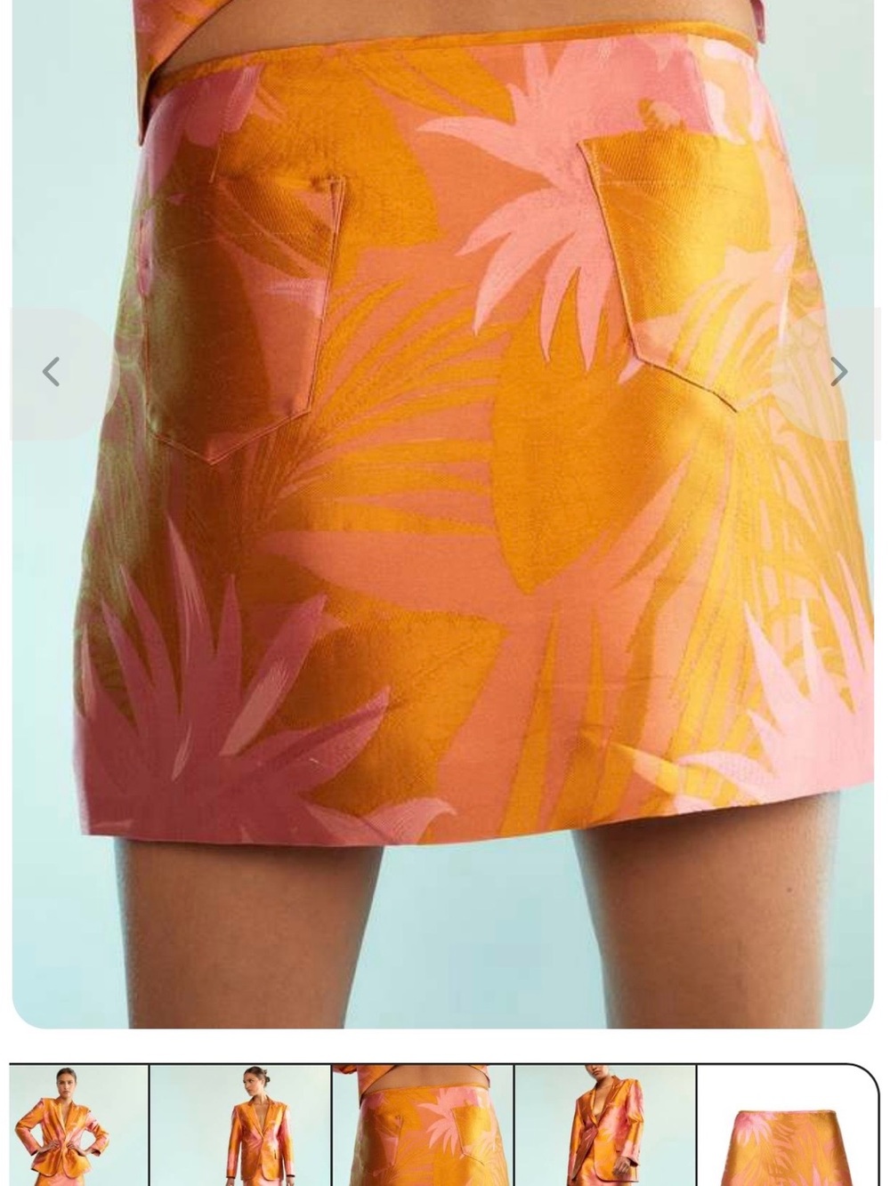 Cynthia Rowley Coral & Mustard Palm-Print Mini Skirt